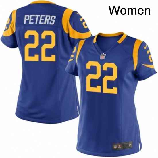 Womens Nike Los Angeles Rams 22 Marcus Peters Game Royal Blue Alternate NFL Jersey